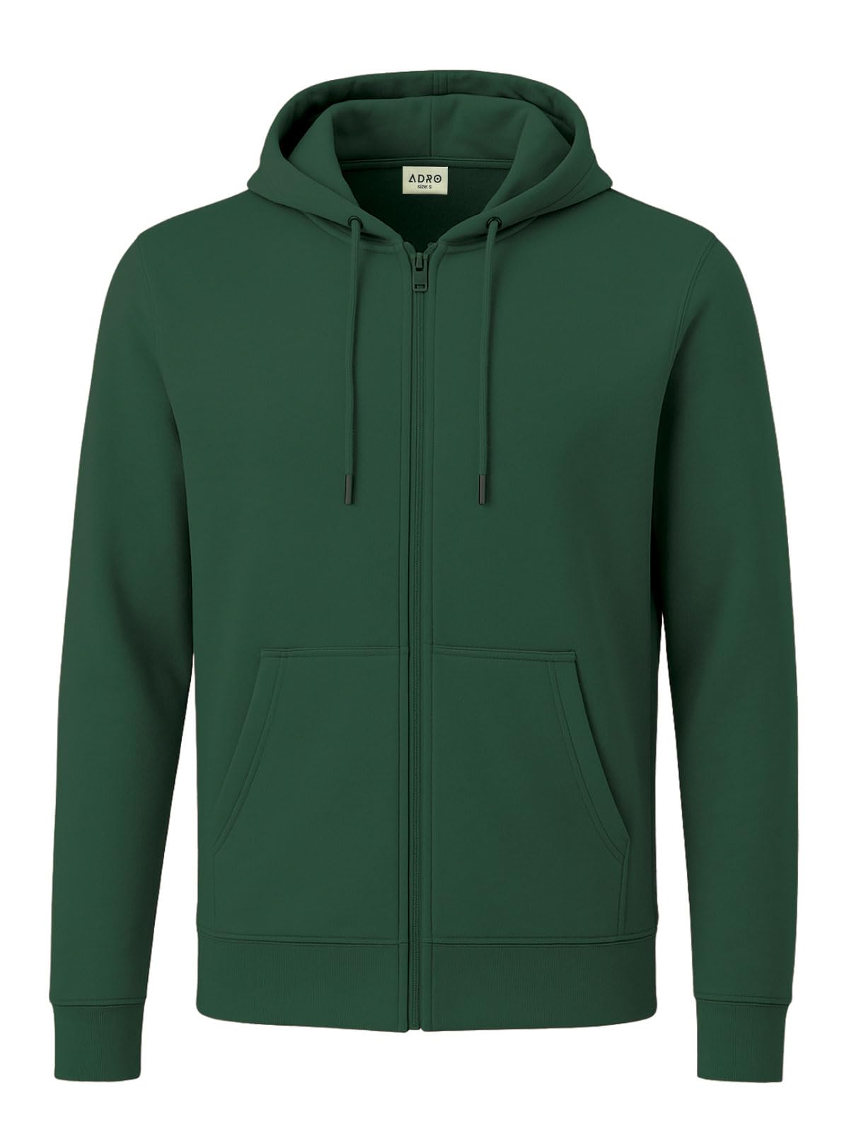 ADRO Mens Cotton Neck Hooded Sweatshirt (ZHH-24-PLN-GRN_Green