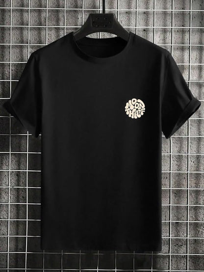 SMOWKLY Authentics Mens Cotton Blend Moon Thief Galaxy Letter Graphic Print Oversized T-Shirt || Vintage Drop Shoulder || Cozy
