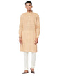Fabindia Cotton Printed Slim Fit Long Kurta With Cuff Beige