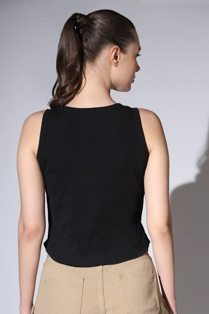 Leriya Fashion Tops For Women | Ribbed Blessed Printed Western Sleeveless Regular Fit Tank Crop Tops For Girls | Casual | Colleg