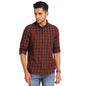 Turtle Men 100% Cotton Slim Fit Check Regular Fitvy-Brown Casual Shirt