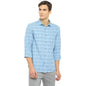 Turtle Men Sky Blue Cotton Checked Slim Fit Shirts