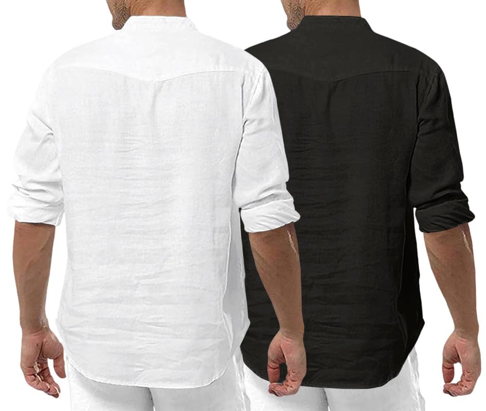 Royalscout MenS Cotton Polyester Blend Solid Regular Fit Full Sleeve Short Kurta | Ethnic, Lightweight Summer Kurta For Daily &