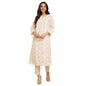 Fabindia Women's Natural Linen Blend Printed Regular Fit Long Kurta