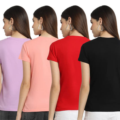 Preneum Womens Cotton Regular Fit Latest Graphic Stylish Printed Short Sleeves Casual T-Shirt || Trendy Design & Stylish (Pack