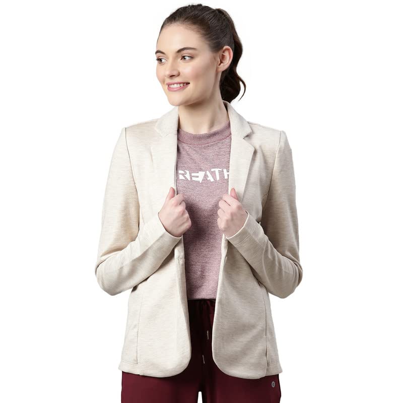 Enamor Athleisure Slim Fit Single Breasted One Button Sporty Blazer for Women with 2 Side Zipper Pockets - A903 | Quick Dry & An