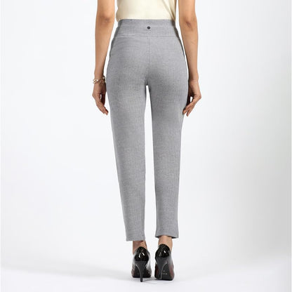 BlissClub Womens Straight Work Utility Pants (WerkItStraight_Grey_Happy Herringbone-Tall Above 5.5