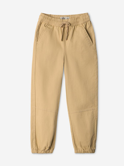 The Souled Store Solids: Sunny Sand Boys Drawstringed Regular Fit Cotton Joggers (2-8 Yrs)