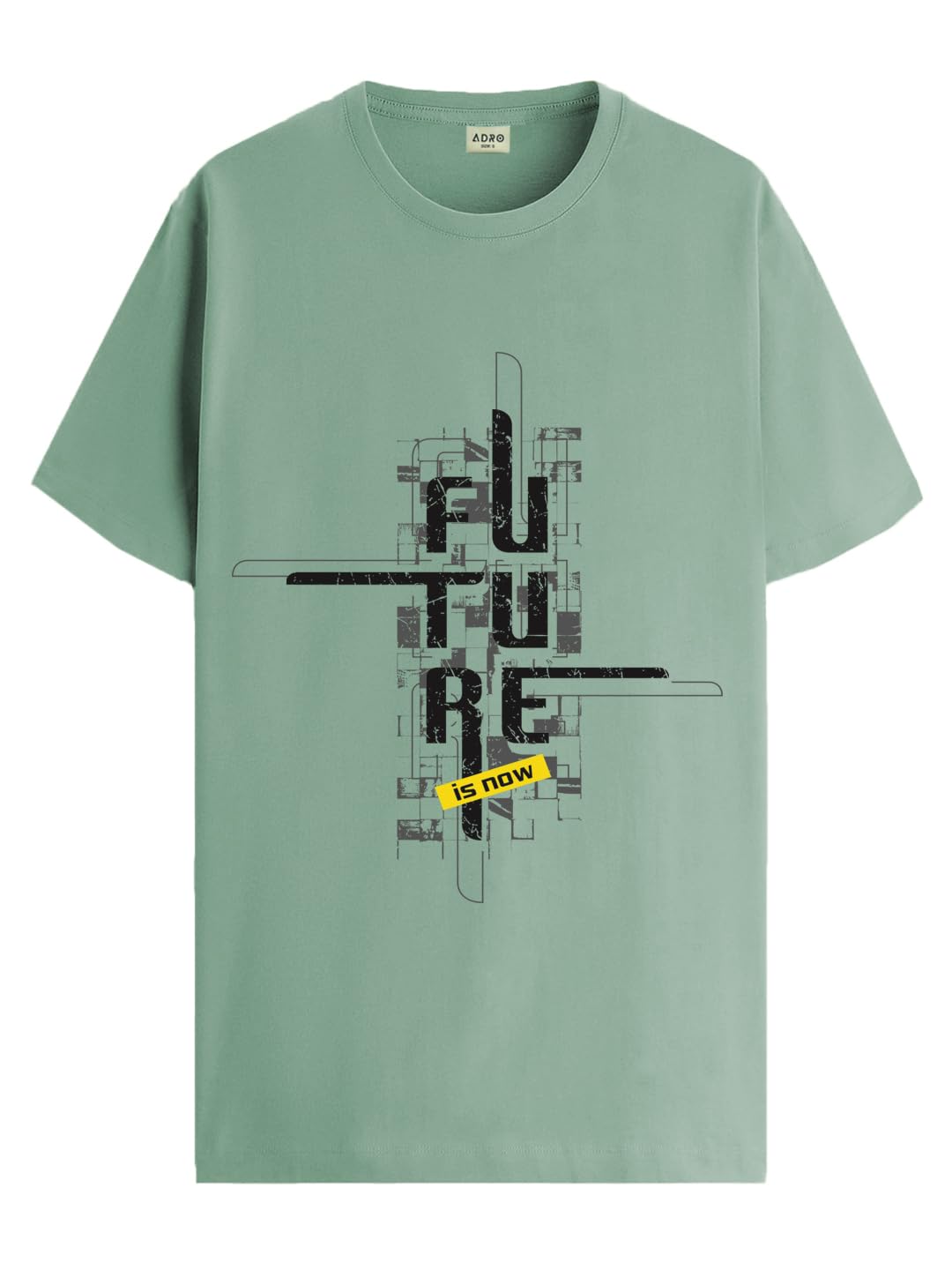 ADRO Men's Graphic Printed 100% Cotton T-Shirt - Regular Fit, Printed T-Shirts for Men (RN24-FTR-PT_Pista)