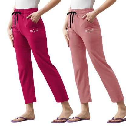 Pinkmint Cotton Style Pyjamas for Women Combo l Stylish Side 2 Pockets l Gym Wear l Comfortable Track Pant