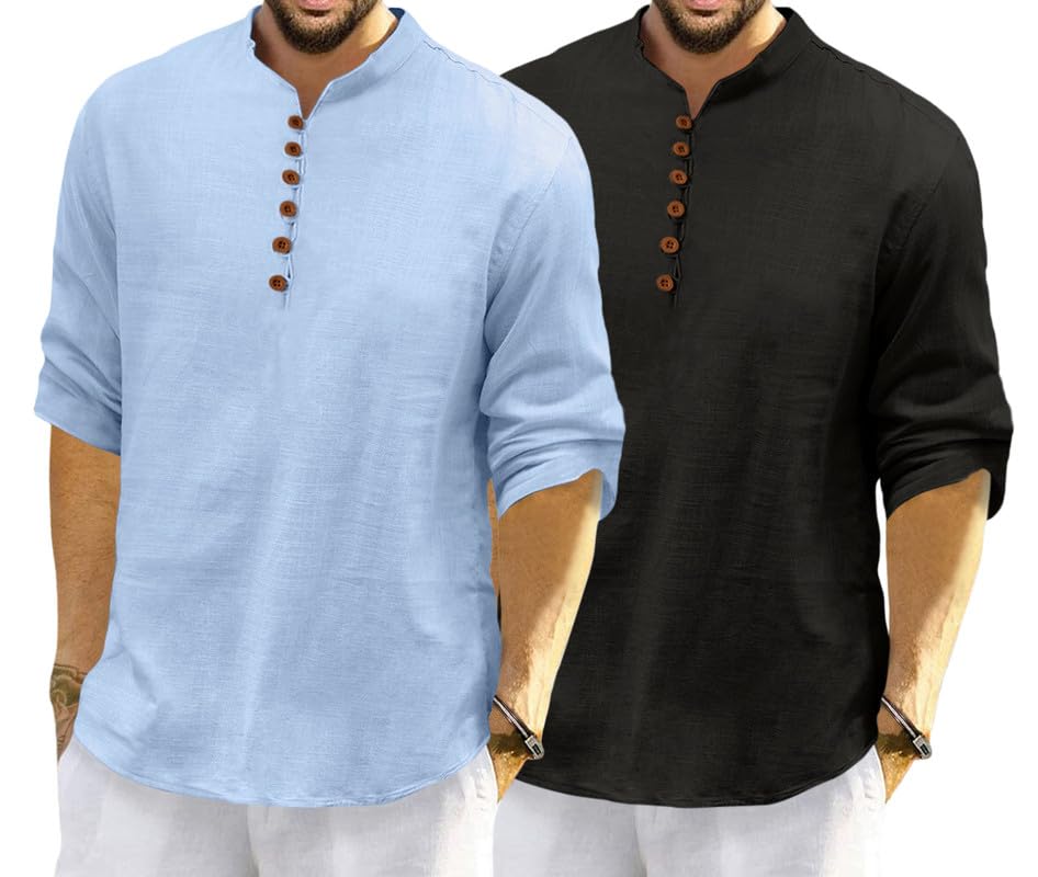 Royalscout MenS Cotton Polyester Blend Solid Regular Fit Full Sleeve Short Kurta | Ethnic, Lightweight Summer Kurta For Daily &