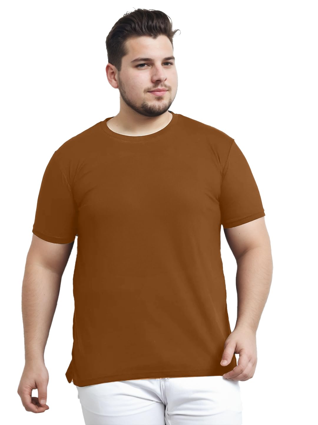 Nobero MenS Solid Regular Fit T-Shirt (1M-Twts-R0041_Nutshell