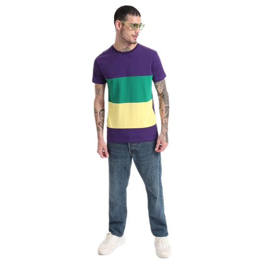 Bewakoof Mens Acai Color Block Regular Fit Half Sleeve T-Shirt Purple