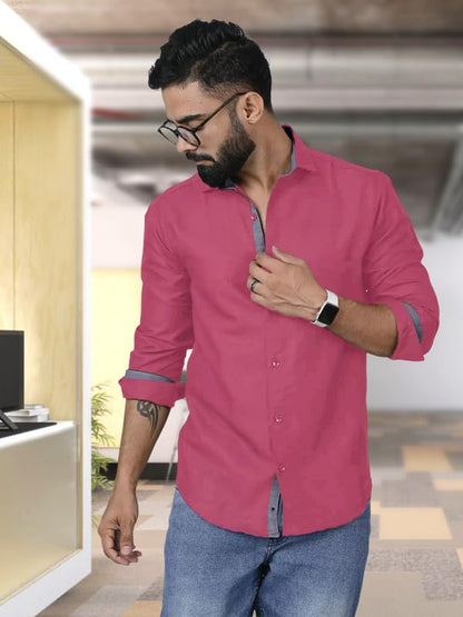 Tee Projekt Shirt for Men Cotton Spread Collar Button Down Long Sleeve Shirt Home, Regular, Home (Pack of 1)
