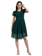 Tagas Women'S Georgette A-Line Standard Length Dress (Op-3210-Green_M)
