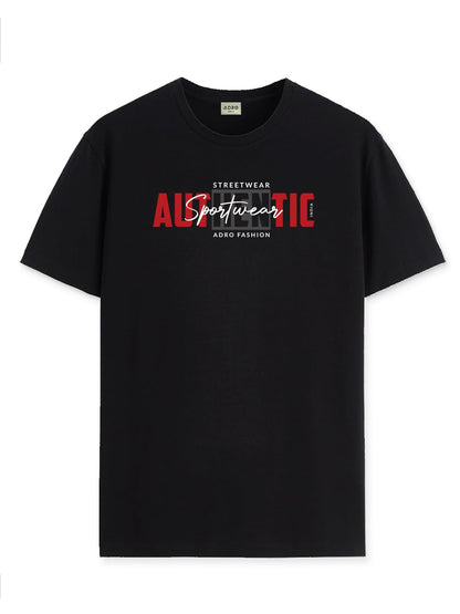 ADRO Men's Graphic Printed 100% Cotton T-Shirt - Regular Fit, Printed T-Shirts for Men (RN24-SPT-BL_Black)