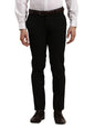Turtle Men Black Slim Fit Solid Flat Front 4 Way Stretch Formal Trouser