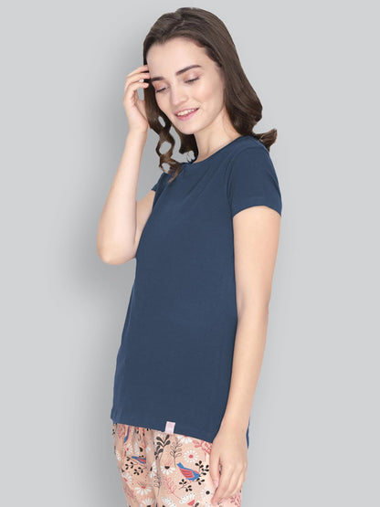 Lyra Women Solid Round Neck Tshirt