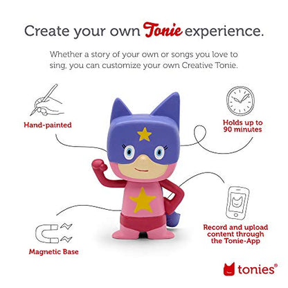 Tonies Superhero Audio Character - Record & Upload Stories - Small Fabric Toy - Pink/Purple - Model 10000729