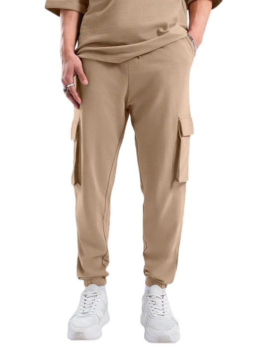 Bewakoof Air 1.0 Mens Solid Mid Rise Oversized Joggers_552891_Brown_S