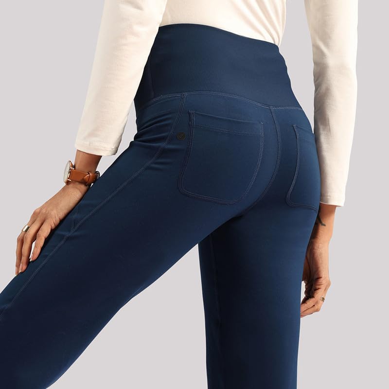 BlissClub Womens Straight Pants_Naina Navy Tall-Above 5.5