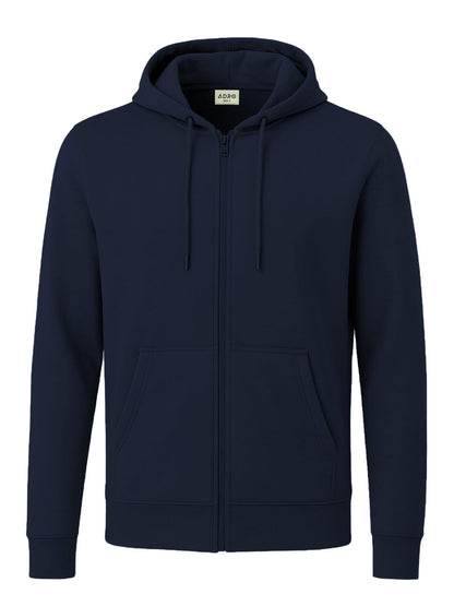 ADRO Mens Cotton Solid Zipper Hoodie Sweatshirts (ZH23-PLN-NB_Navy)