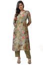 Soch Womens Olive Botanical Print Tissue Kurta Set