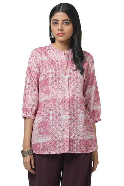 Soch Womens Pink Linen Ethnic Motifs Tunic