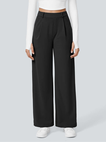 ADDYVERO High Waisted Side Pocket Straight Leg Work Pants Black