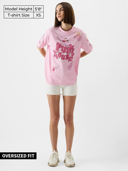 The Souled Store Womens Cartoon Oversized Fit T-Shirt (241902_Pink