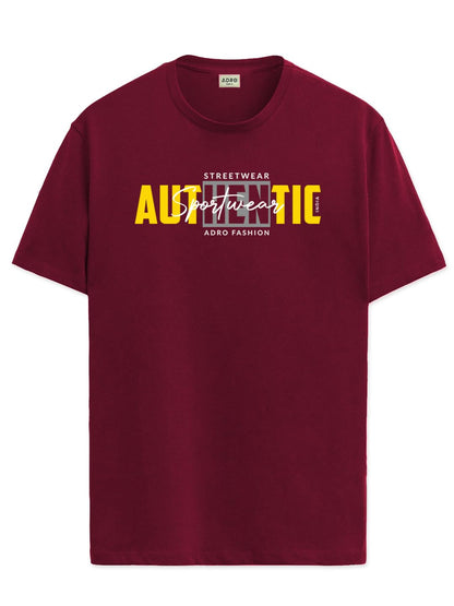 ADRO Men's Graphic Printed 100% Cotton T-Shirt - Regular Fit, Printed T-Shirts for Men (RN24-SPT-MR_Maroon)