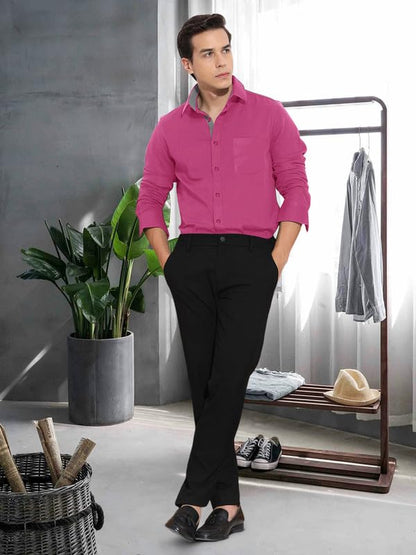 Tee Projekt Cotton Office wear Shirt|| Solid Shirt for Mens|| Casual Shirt for Men||Long Sleeve Spread Collar Shirt for Men Pin
