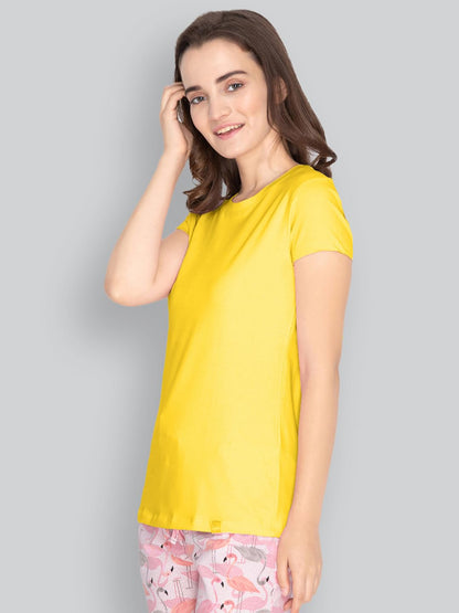 Lyra Women Solid Round Neck Tshirt