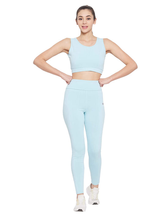 Clovia Womens Regular Fit Polyester Activewear Ankle Length Sports Tights (AB0042Q03_Blue_M)