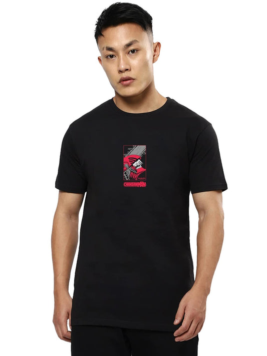 Bewakoof Mens Chainsaw Man Graphic Print Cotton T-Shirt- Regular Fit, Round Neck, Half Sleeves 581232_Black_XL