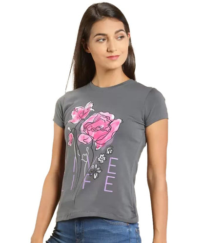Lyra Pure Cotton Round Neck Printed T-Shirt For Women