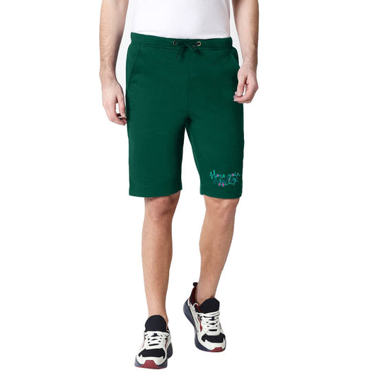 Bewakoof Men How You Doin (FRL) Regular Fit Green Cotton Shorts - S