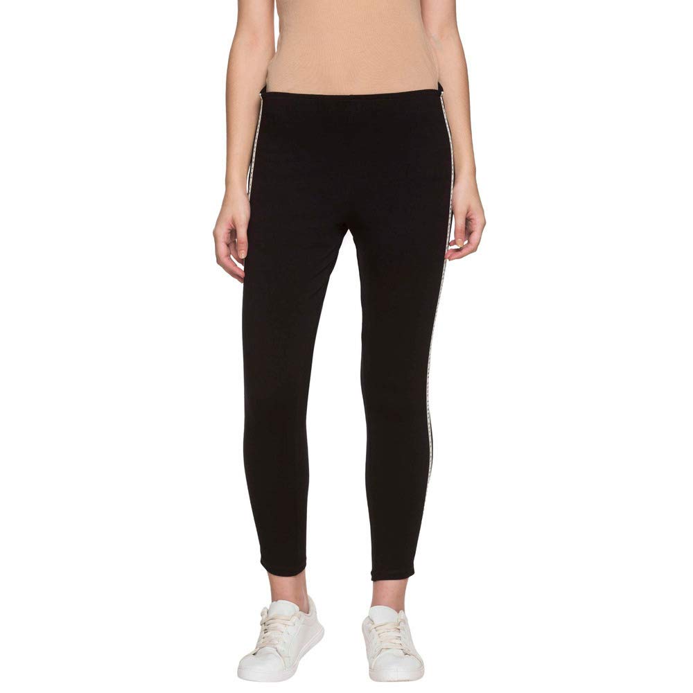 Pepe Womens Solid Jeggings (Black_Large)