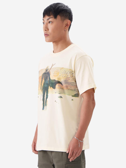 The Souled Store Official Star Wars: Mando Men and Boys Short Sleeve Round Neck Yellow Graphic Printed Cotton Regular T-Shirt