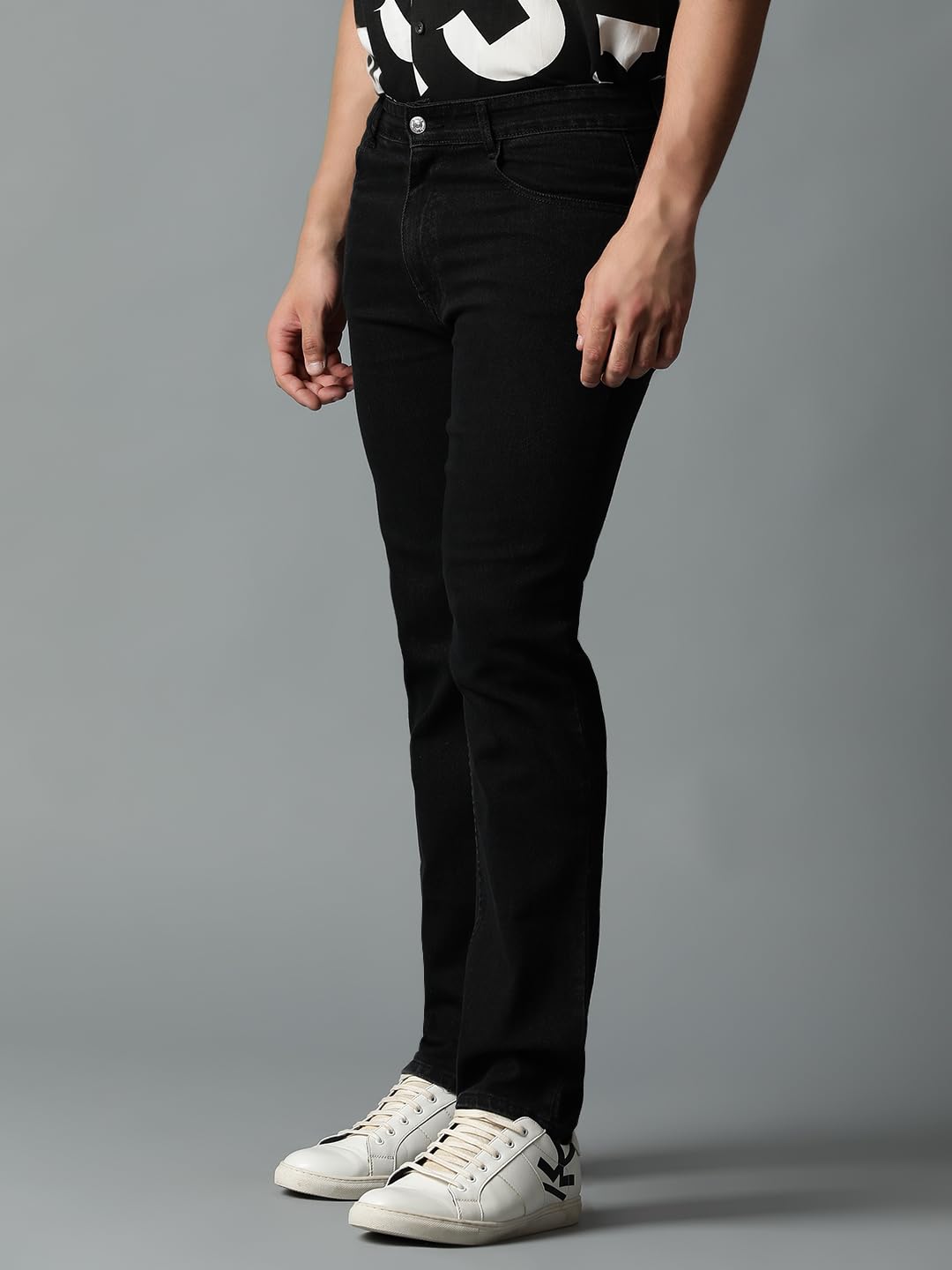 Kotty MenS Regular Mid Rise Black Jeans