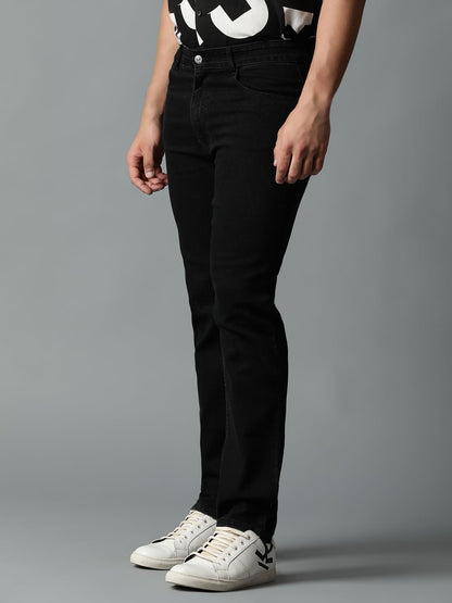 Kotty MenS Regular Mid Rise Black Jeans