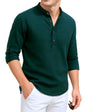 Deelmo MenS Cotton Blend Solid Regular Fit Full Sleeve Short Kurta | MenS Trendy Short Kurta Dark Green