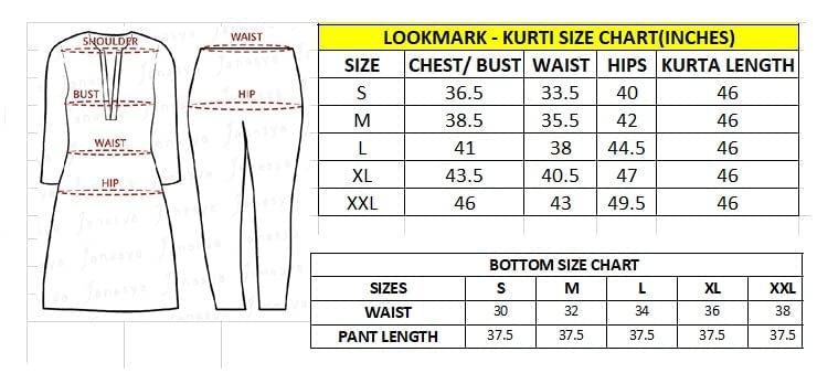 LookMark Women Women's Trendy Printed Cotton Blend Straight Black Color Kurta and Pant Set (KS2074-S)