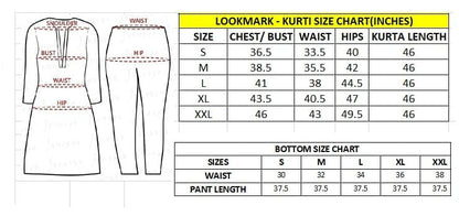LookMark Women Women's Trendy Printed Cotton Blend Straight Black Color Kurta and Pant Set (KS2074-S)