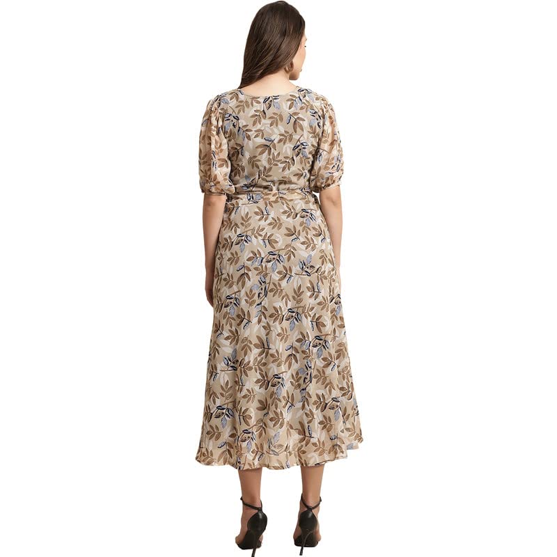 Preneum WomenS Maxi Fit & Flare Print Georgette Regular Sleeves Casual |Summer |Latest Style |Festival & Occasion Maxi Gown(Max