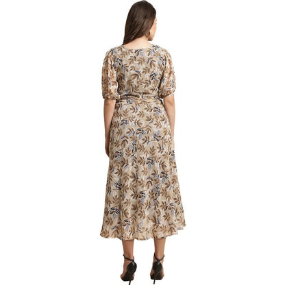 Preneum WomenS Maxi Fit & Flare Print Georgette Regular Sleeves Casual |Summer |Latest Style |Festival & Occasion Maxi Gown(Max