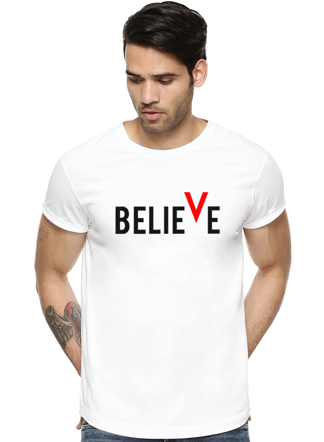 ADRO Men's Believe Design Printed T-Shirt (M)