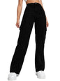 Kotty WomenS High Rise Solid Cotton Blend Stylish Cargo Jeans(Black,28)