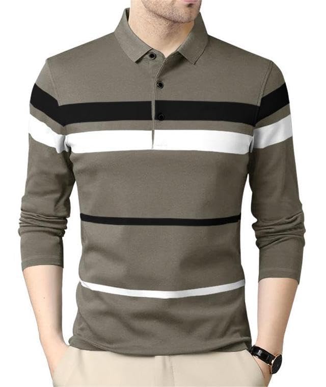 Noble Monk MenS Regular Fit Polo T Shirt |Full Sleeves |Collar Tshirts | Casual T-Shirt For Men