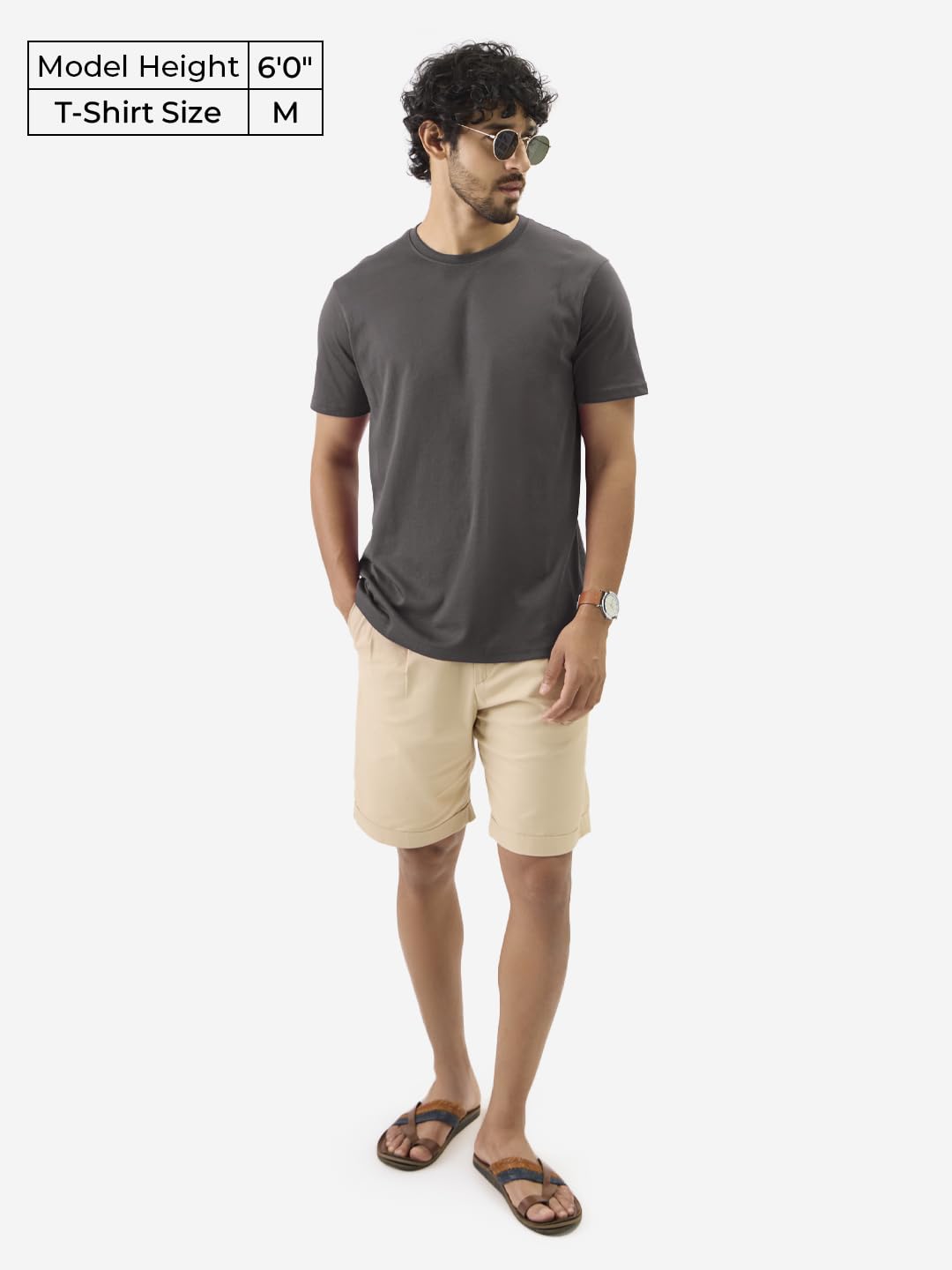 The Souled Store Supima: Dark Grey Men and Boys Short Sleeve Round Neck Solid Regular Fit Supima Cotton T-Shirts